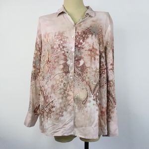 Basler Paisley Button Down Blouse Women’s NWT Long Sleeve Top
